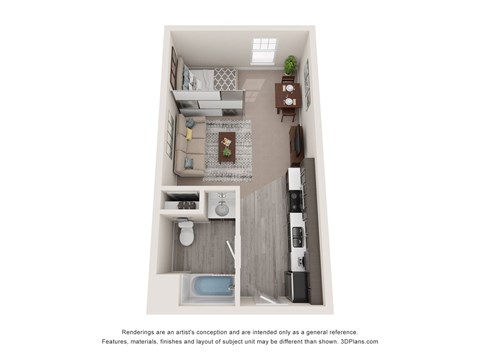 Floor plan for studio, 1 bath, 469 sqft